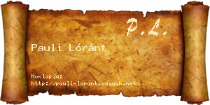 Pauli Lóránt névjegykártya